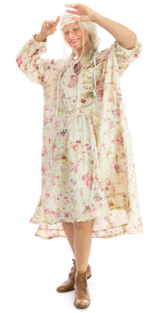 Floral Patchwork Prairie Dress in Starling Rose